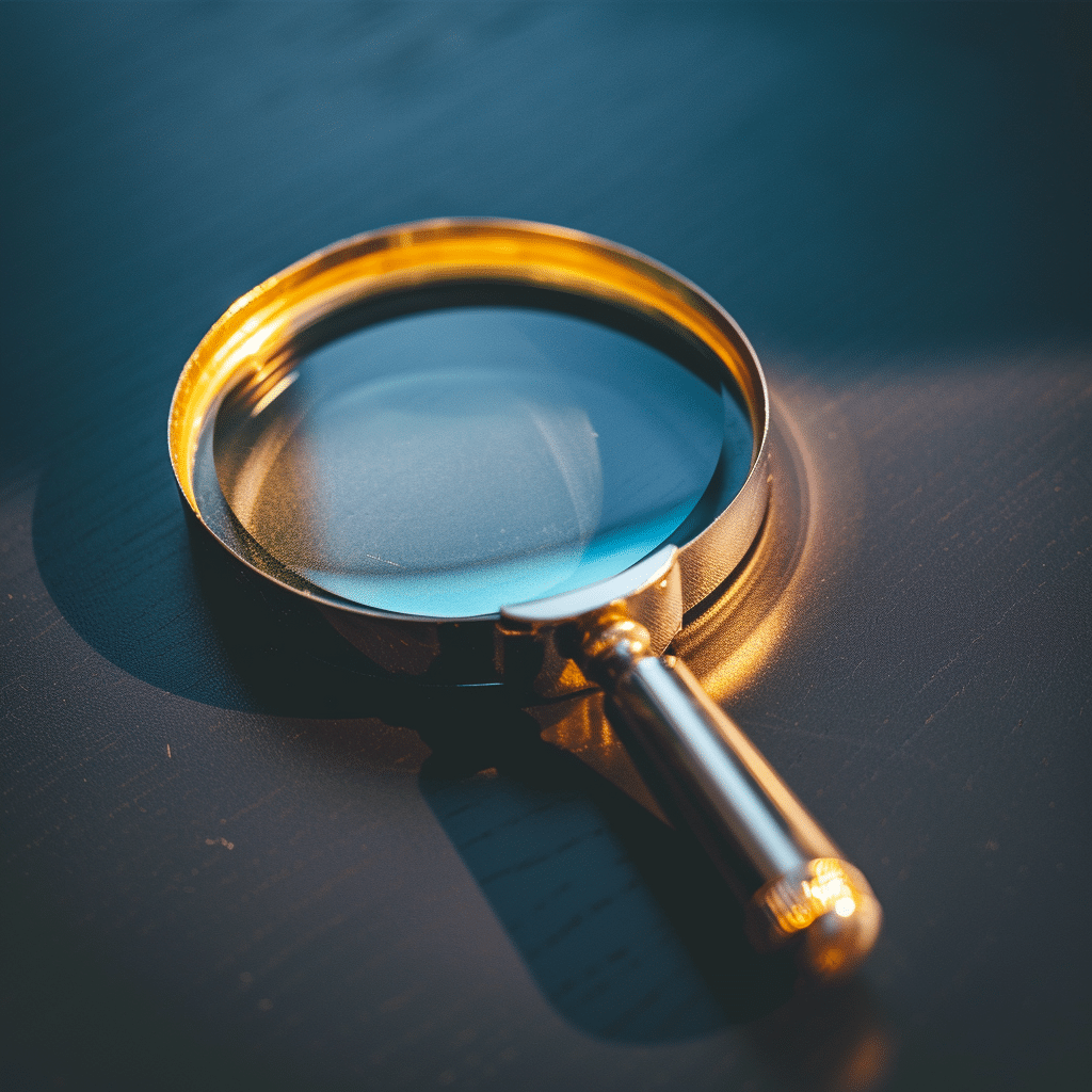 Magnifying glass laying flat on a table symbolising check the facts