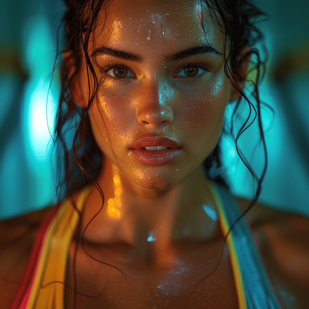 A woman exercising intensely